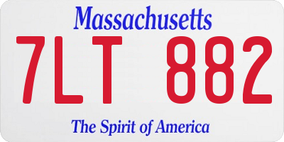 MA license plate 7LT882