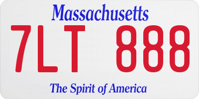 MA license plate 7LT888
