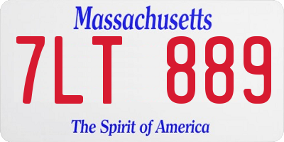 MA license plate 7LT889