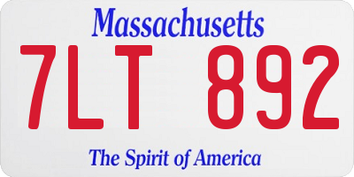 MA license plate 7LT892