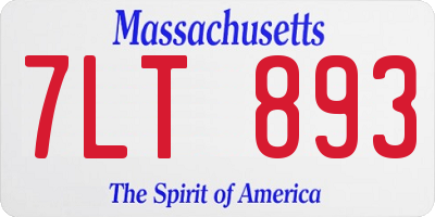 MA license plate 7LT893