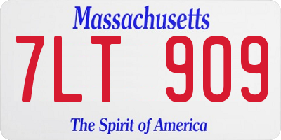 MA license plate 7LT909