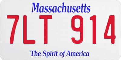 MA license plate 7LT914