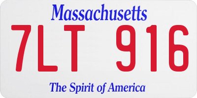 MA license plate 7LT916