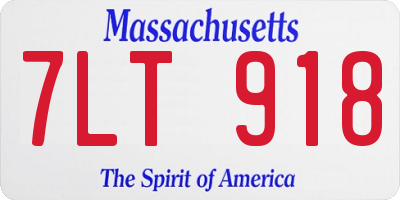 MA license plate 7LT918