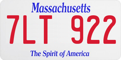 MA license plate 7LT922