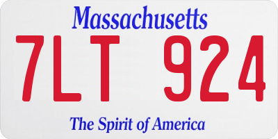 MA license plate 7LT924