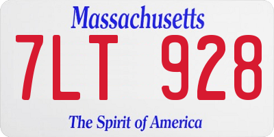 MA license plate 7LT928
