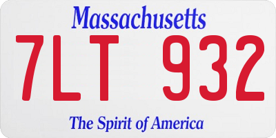 MA license plate 7LT932