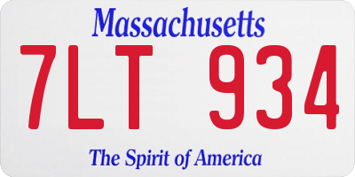 MA license plate 7LT934