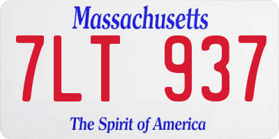 MA license plate 7LT937