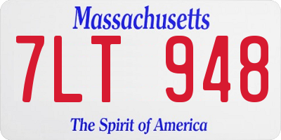 MA license plate 7LT948