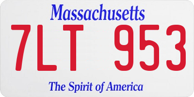 MA license plate 7LT953