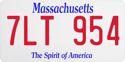 MA license plate 7LT954