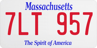 MA license plate 7LT957