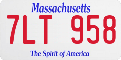 MA license plate 7LT958