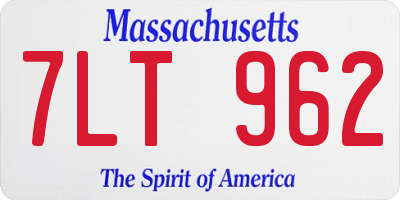 MA license plate 7LT962