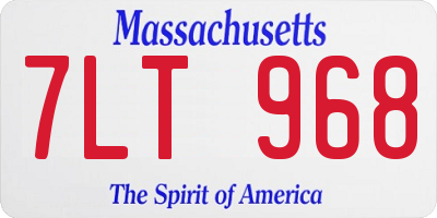 MA license plate 7LT968