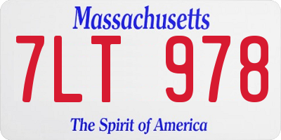 MA license plate 7LT978