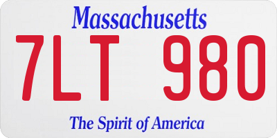 MA license plate 7LT980