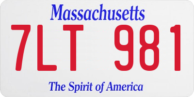 MA license plate 7LT981