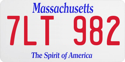 MA license plate 7LT982