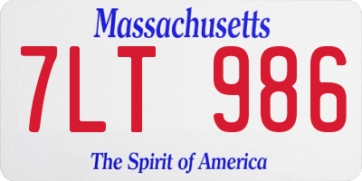 MA license plate 7LT986