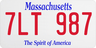 MA license plate 7LT987