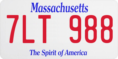 MA license plate 7LT988