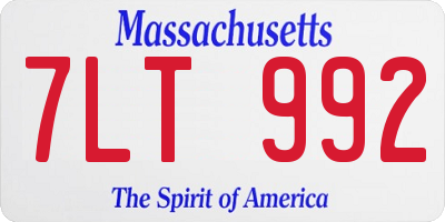 MA license plate 7LT992