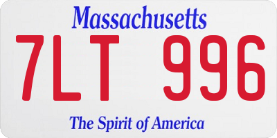 MA license plate 7LT996