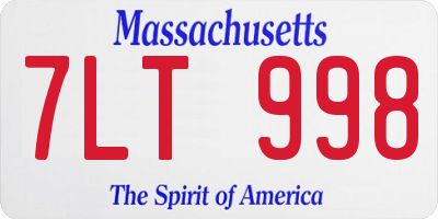 MA license plate 7LT998