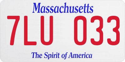 MA license plate 7LU033