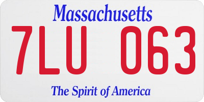 MA license plate 7LU063