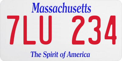 MA license plate 7LU234