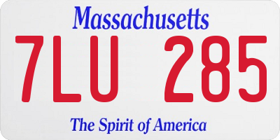 MA license plate 7LU285