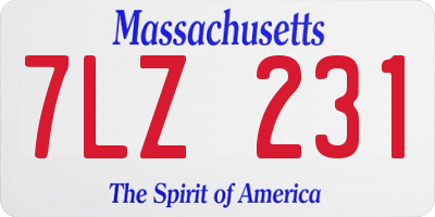 MA license plate 7LZ231