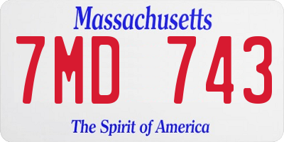 MA license plate 7MD743