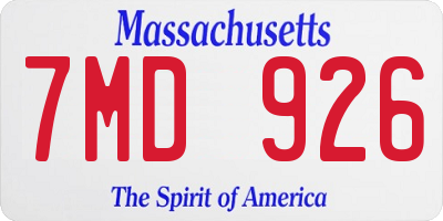MA license plate 7MD926