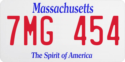 MA license plate 7MG454