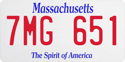 MA license plate 7MG651