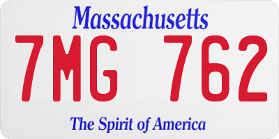 MA license plate 7MG762