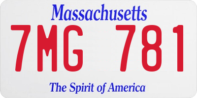 MA license plate 7MG781