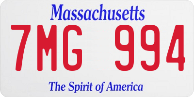MA license plate 7MG994
