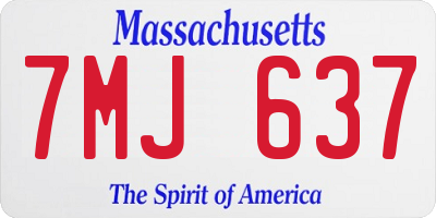 MA license plate 7MJ637