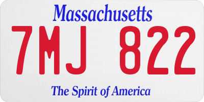 MA license plate 7MJ822