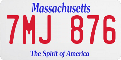 MA license plate 7MJ876
