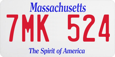 MA license plate 7MK524