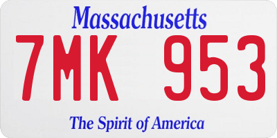 MA license plate 7MK953