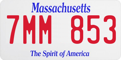 MA license plate 7MM853